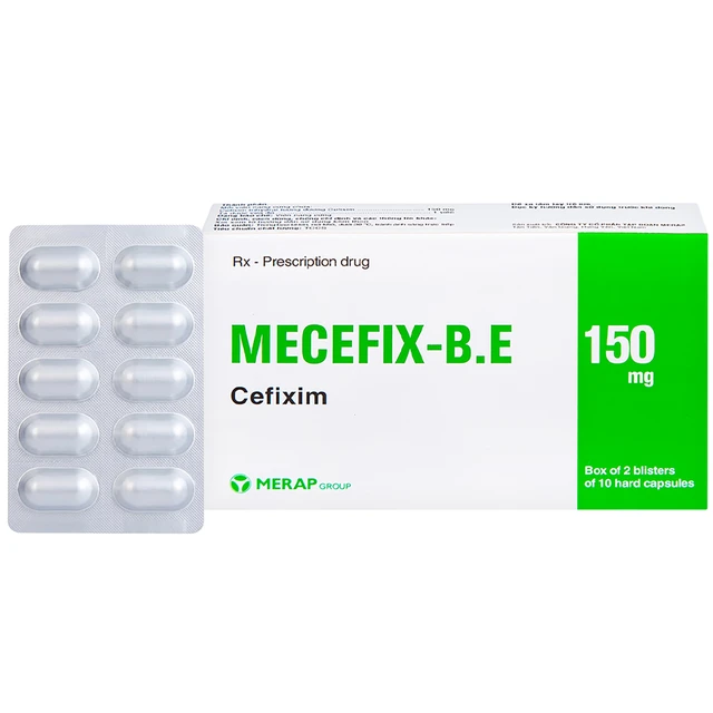 Thuốc Mecefix-B.E 150mg Merap điều trị nhiễm khuẩn đường tiết niệu, viêm tai giữa (2 vỉ x 10 viên).webp