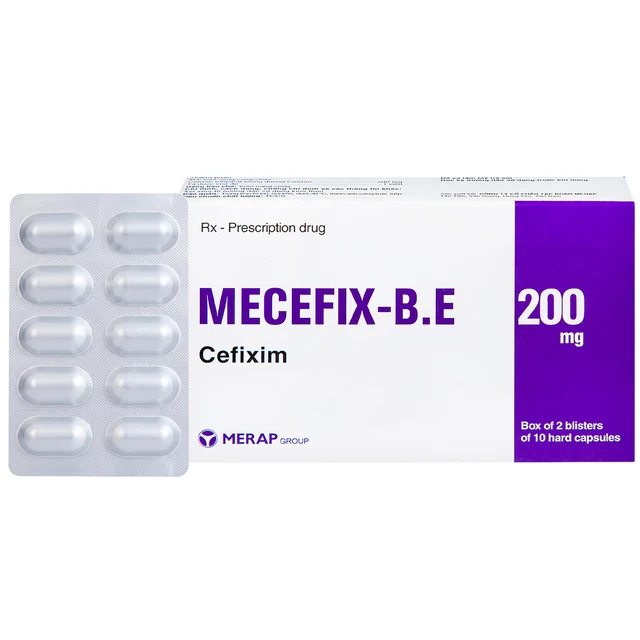 Thuốc Mecefix-B.E 200mg Merap điều trị nhiễm khuẩn đường tiết niệu, viêm tai giữa (2 vỉ x 10 viên).webp