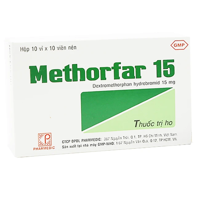 Thuốc Methorfar 15 Pharmedic – Giảm Ho Khan, Ho Do Cảm Lạnh (100 Viên).webp