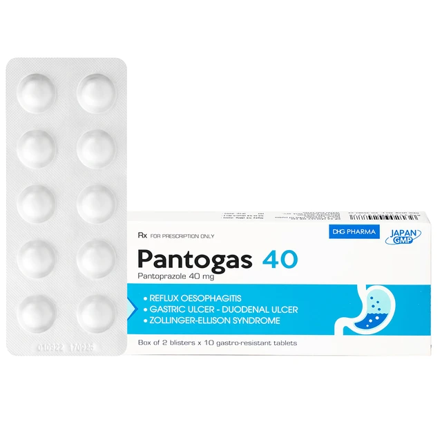 Thuốc Pantogas 40 DHG điều trị viêm thực quản trào ngược (2 vỉ x 10 viên).webp