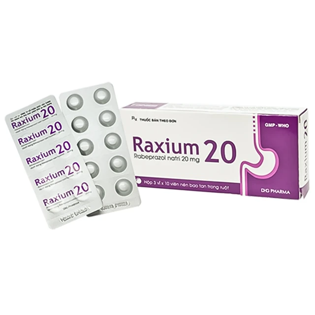 Thuốc Raxium 20 DHG điều trị loét dạ dày, tá tràng (3 vỉ x 10 viên).webp