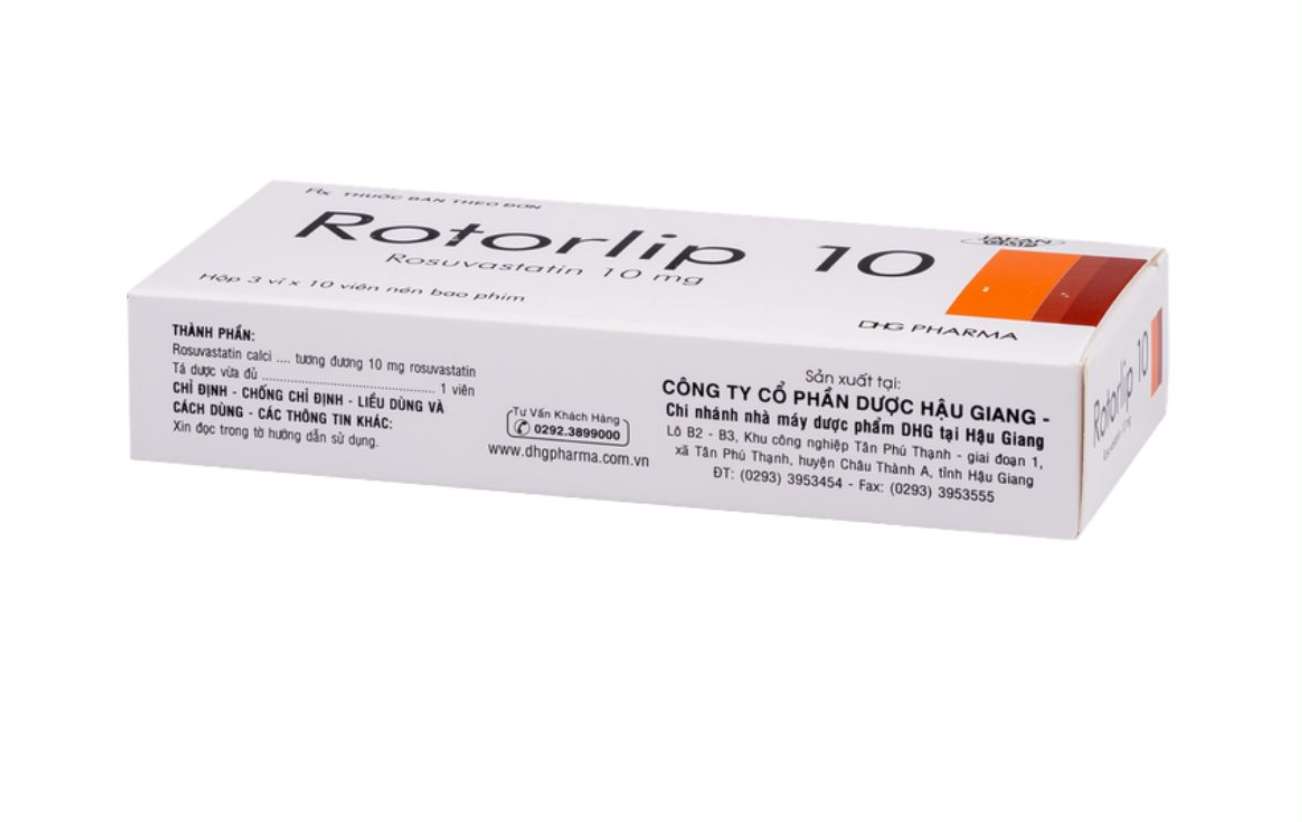Thuốc Rotorlip 10 DHG điều trị tăng cholesterol máu tiên phát (3 vỉ x 10 viên).webp