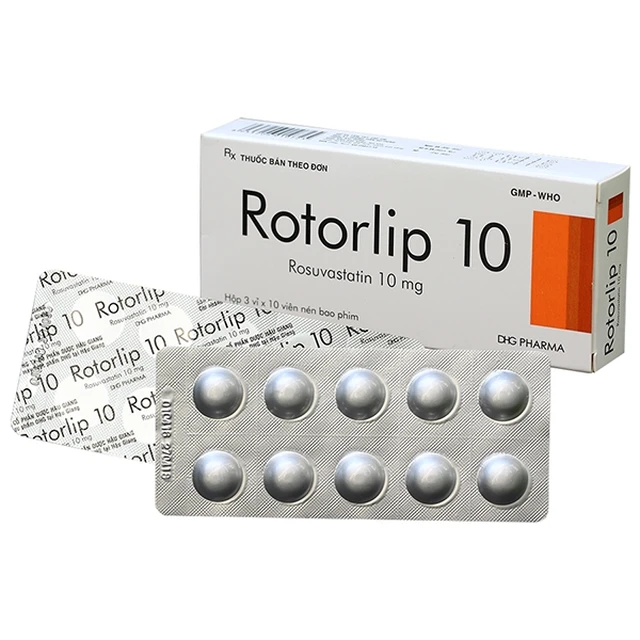 Thuốc Rotorlip 10 DHG điều trị tăng cholesterol máu tiên phát (3 vỉ x 10 viên).webp