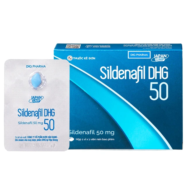 Thuốc Sildenafil 50 DHG điều trị các tình trạng rối loạn cương dương (1 vỉ x 1 viên).webp