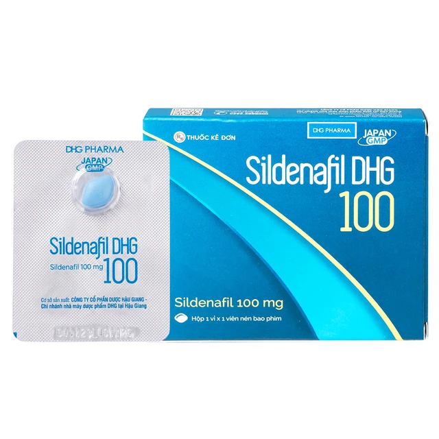 Thuốc Sildenafil DHG 100 điều trị các rối loạn cương dương (1 vỉ x 1 viên).webp