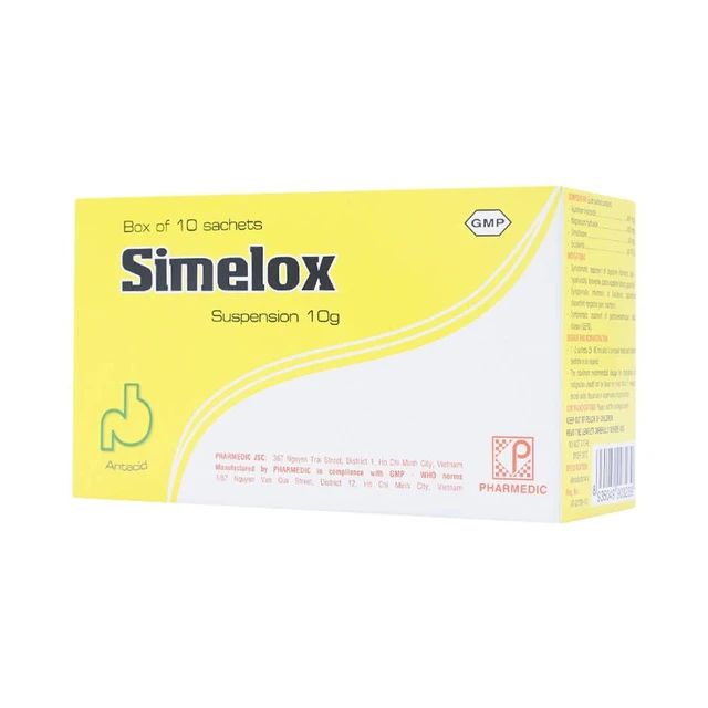 Thuốc Simelox Pharmedic điều trị rối loạn tiêu hóa (20 gói x 10g).webp
