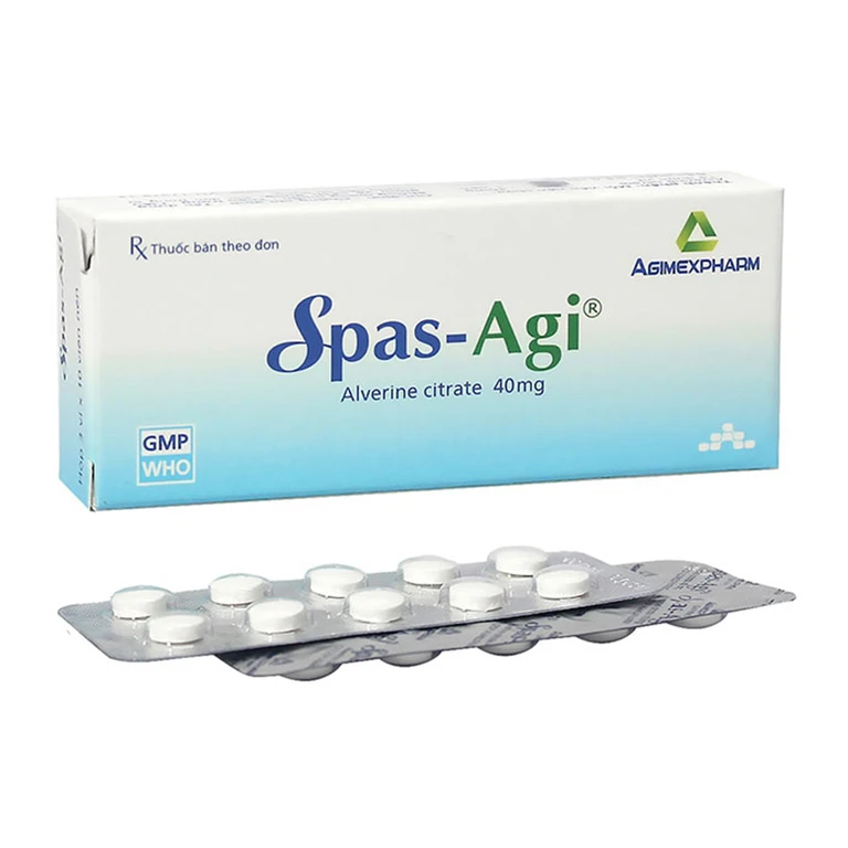 Thuốc Spas-Agi Agimexpharm dùng chống đau do co thắt cơ trơn ở đường tiêu hóa (3 vỉ x 10 viên).webp