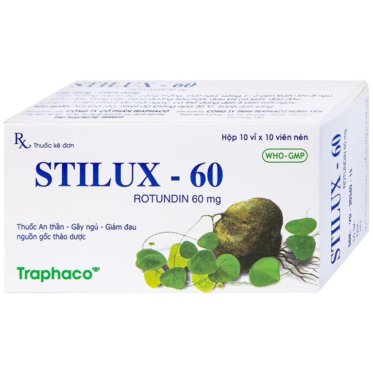 Thuốc Stilux-60mg Traphaco dùng lo âu, căng thẳng, mất ngủ (10 vỉ x 10 viên).webp