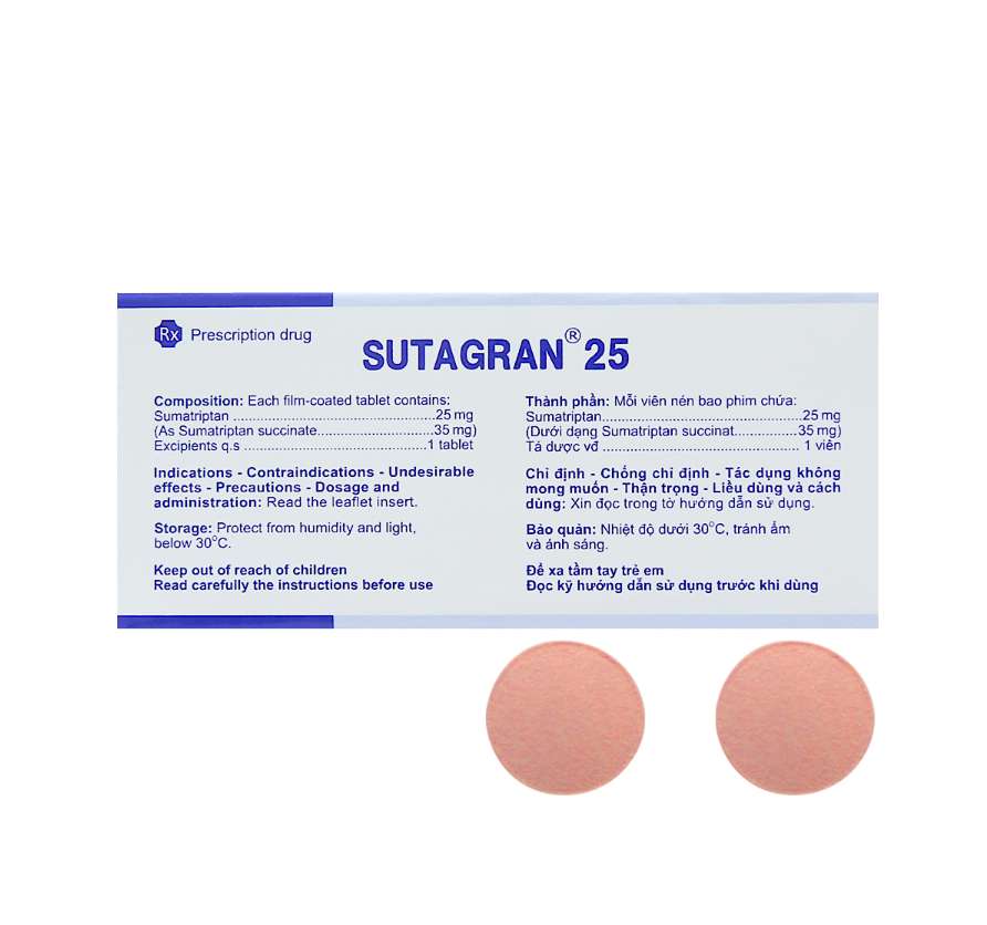Thuốc Sutagran 25 điều trị các cơn đau nửa đầu cấp tính (2 vỉ x 6 viên).jpg