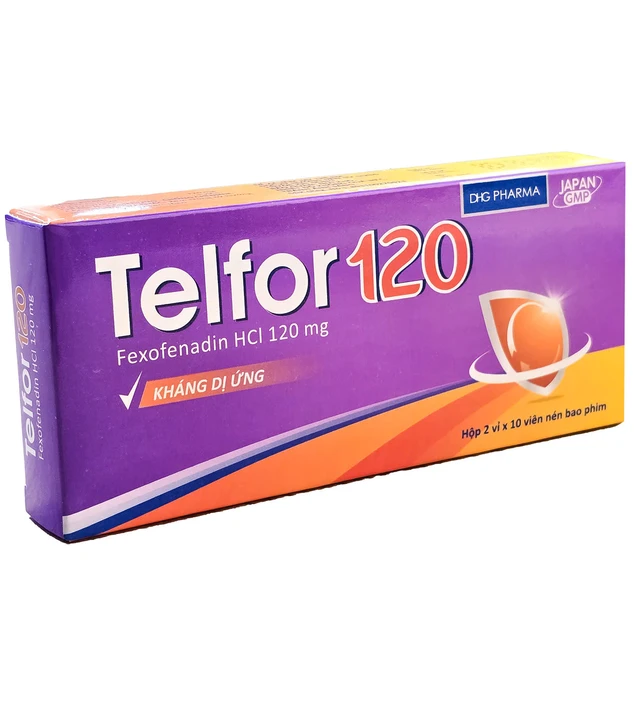 Thuốc Telfor 120 DHG điều trị các triệu chứng viêm mũi dị ứng (2 vỉ x 10 viên).webp
