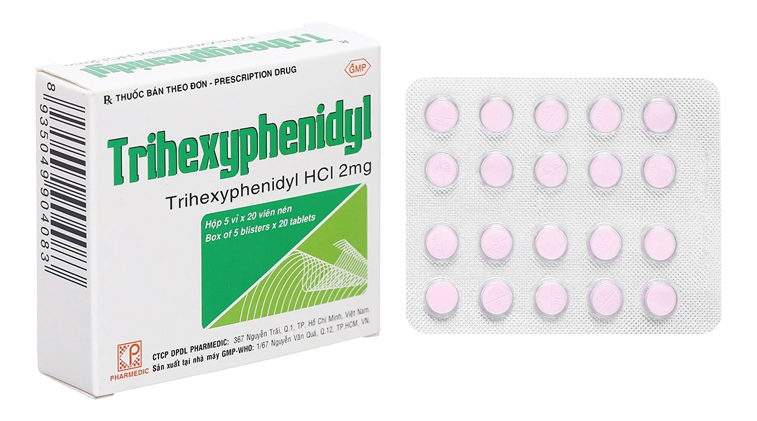 Thuốc Trihexyphenidyl Pharmedic điều trị phụ trợ hội chứng Parkinson (100 viên).webp