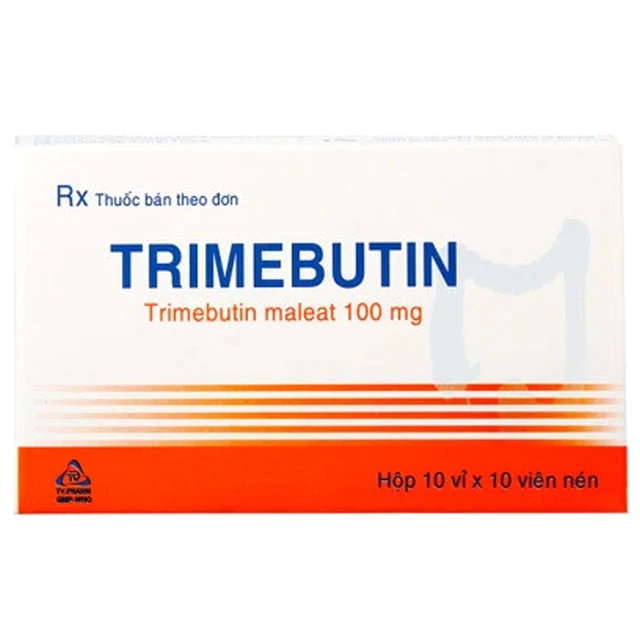 Thuốc Trimebutin 100mg TV Pharm điều trị rối loạn tiêu hóa (10 vỉ x 10 viên).webp