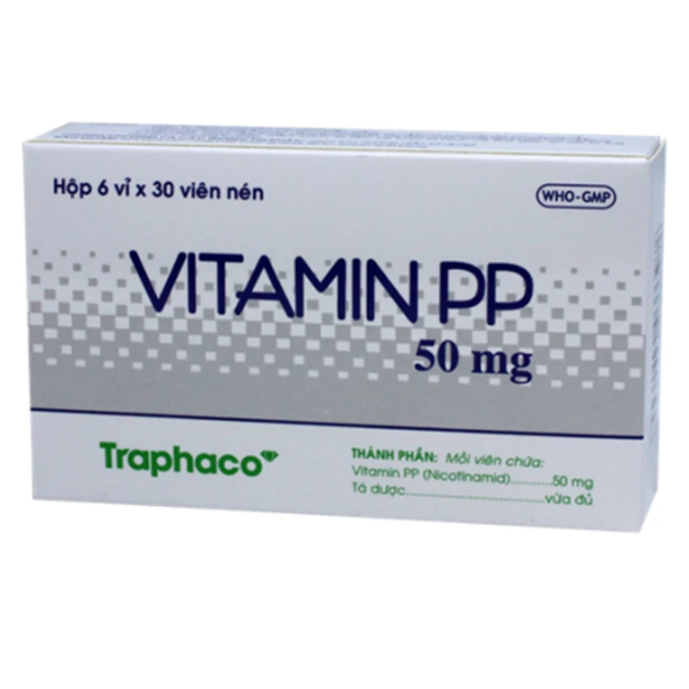 Thuốc Vitamin Pp 50Mg Traphaco điều trị bệnh Pellagra (6 vỉ x 30 viên).webp