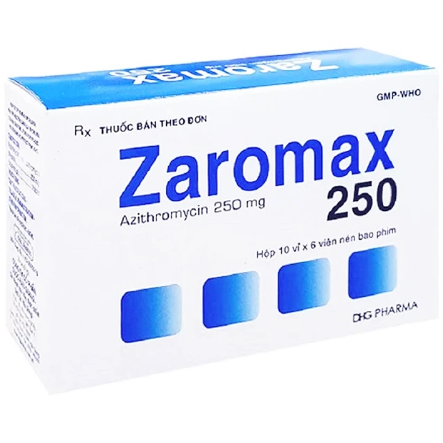 Thuốc Zaromax 250mg DHG điều trị nhiễm khuẩn (10 vỉ x 6 viên).webp