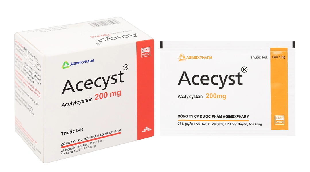 Thuốc bột Acecyst 200mg long đàm, dịu ho trong bệnh lý viêm hô hấp (30 gói x 1.6g).webp
