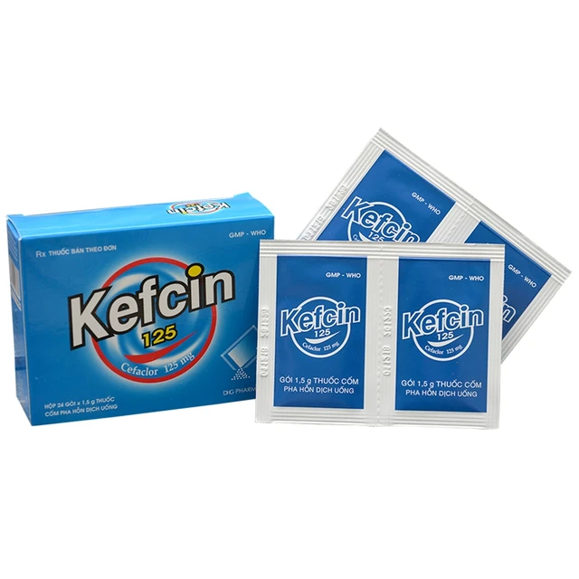 Thuốc cốm Kefcin 125 DHG điều trị các nhiễm khuẩn đường hô hấp, đường tiết niệu (24 gói).webp