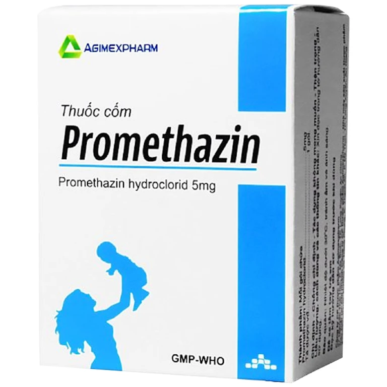 Thuốc cốm Promethazin 5mg Agimexpharm điều trị mày đay, phù mạch, viêm mũi, viêm kết mạc (30 gói x 1.6g).webp