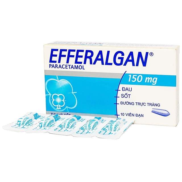 Thuốc đặt trực tràng Efferalgan 150mg giảm đau, hạ sốt (2 vỉ x 5 viên).webp