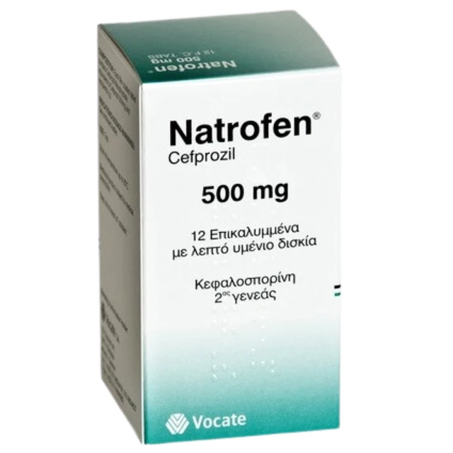 Thuốc kháng sinh Natrofen 500mg (Cefprozil) hộp 12 viên.webp