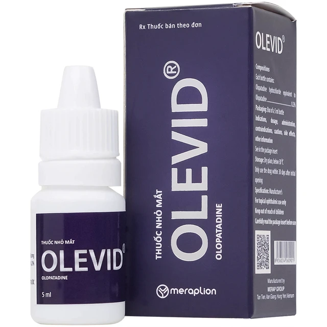 Thuốc nhỏ mắt Olevid Olopatadine 5ml Merap điều trị triệu chứng ngứa mắt của bệnh viêm kết mạc dị ứng.webp