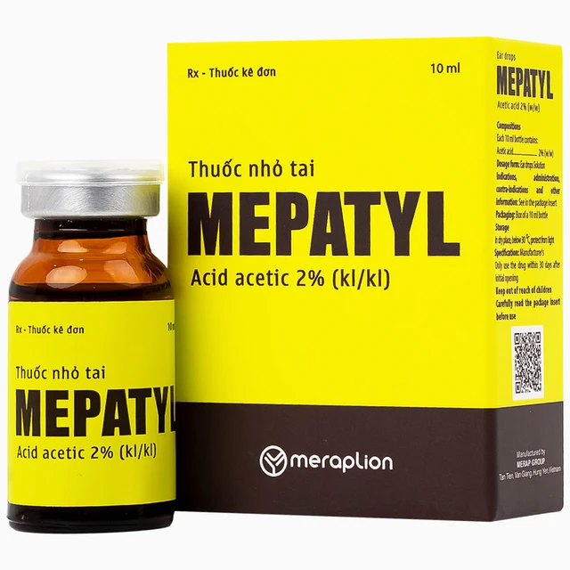 Thuốc nhỏ tai Mepatyl 10ml Merap điều trị nhiễm khuẩn của ống tai ngoài.webp