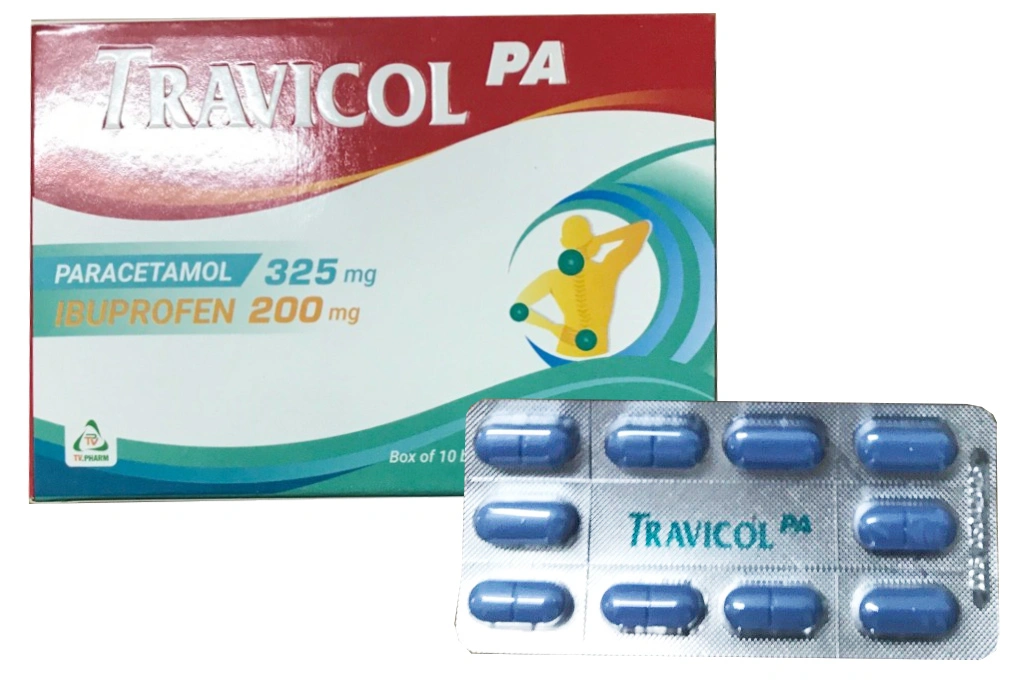 Travicol PA trị cơn đau nhẹ đến trung bình (10 vỉ x 10 viên).webp