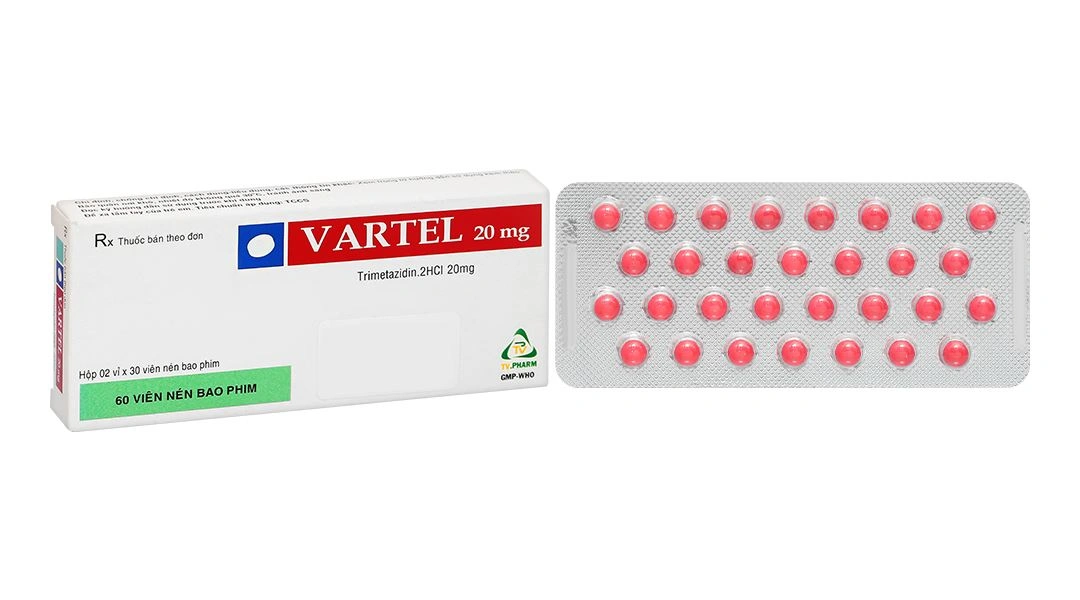 Vartel 20mg điều trị triệu chứng đau thắt ngực (2 vỉ x 30 viên).webp
