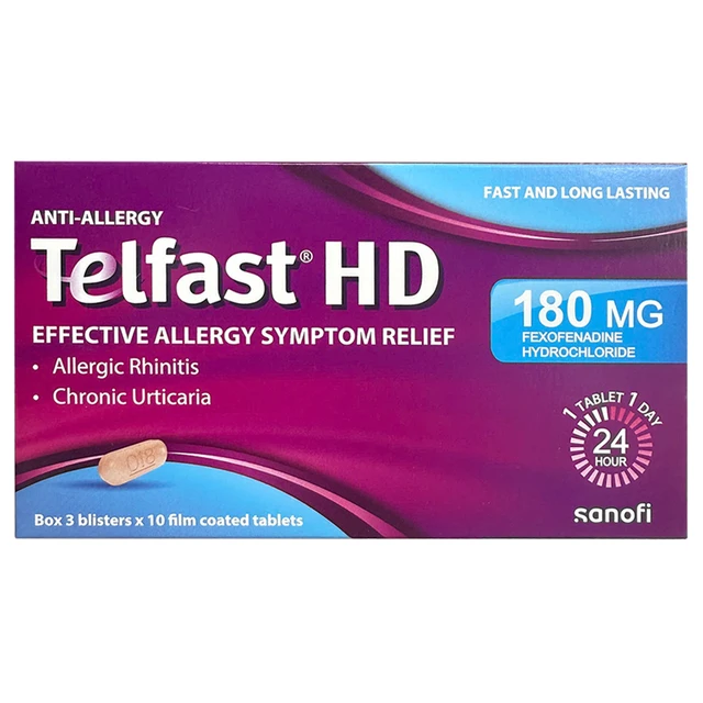 Viên Giảm Triệu Chứng Dị Ứng Telfast HD 180mg Sanofi (3 vỉ x 10 viên).webp