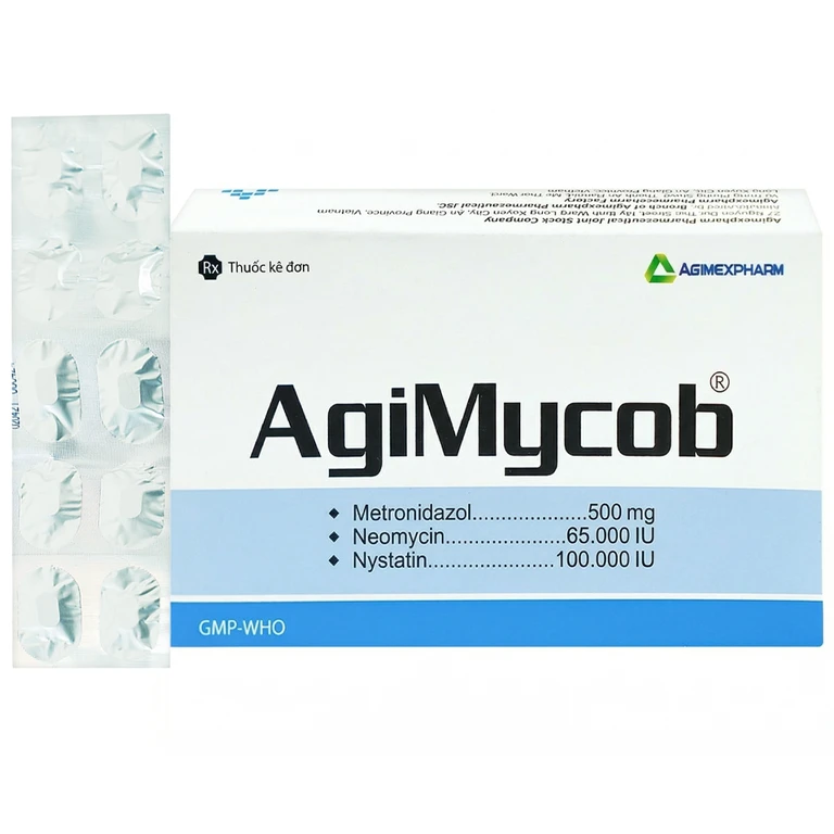 Viên đặt phụ khoa Agimycob Agimexpharm điều trị viêm âm đạo (1 vỉ x 10 viên).webp