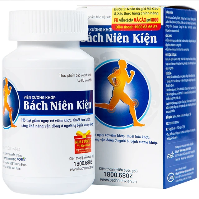 Viên hỗ trợ giảm nguy cơ viêm khớp Bách Niên Kiện Fobic (80 viên).webp