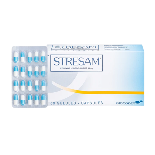Viên nang Stresam điều trị các biểu hiện tâm thể của lo âu (3 vỉ x 20 viên).png