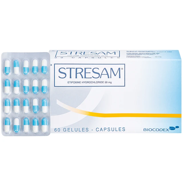 Viên nang Stresam điều trị các biểu hiện tâm thể của lo âu (3 vỉ x 20 viên).webp