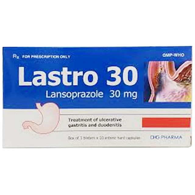 Viên nang cứng Lastro 30mg DHG Pharma điều trị viêm thực quản (3 vỉ x 10 viên).webp