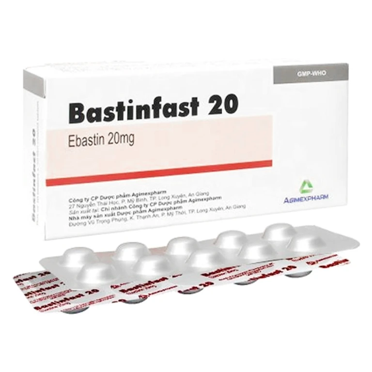 Viên nén Bastinfast 20mg trị viêm mũi dị ứng, mày đay, ngứa (10 vỉ x10 viên).webp