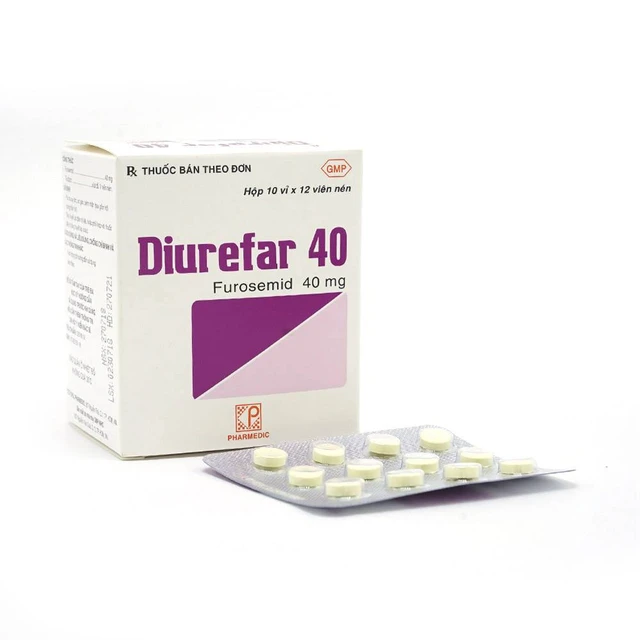 Viên nén Diurefar 40mg lợi tiểu - hạ huyết áp (10 vỉ x 12 viên).webp