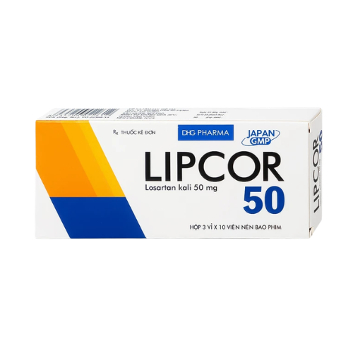 Viên nén Lipcor 50 DHG Pharma điều trị tăng huyết áp (3 vỉ x 10 viên).webp