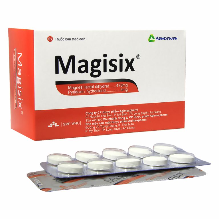 Viên nén Magisix Agimexpharm điều trị các bệnh lý thiếu magie (10 vỉ x 10 viên).jpg