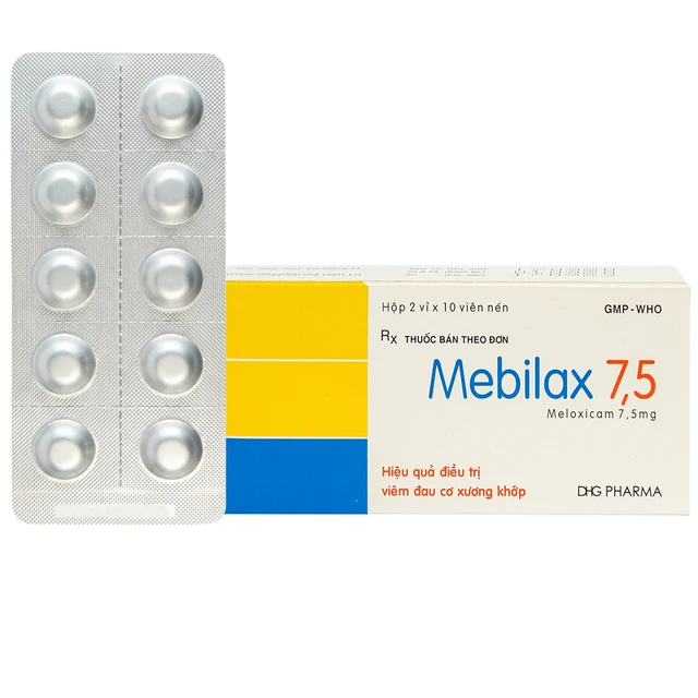Viên nén Mebilax 7,5 DHG Pharma điều trị viêm đau cơ xương khớp (2 vỉ x 10 viên).webp