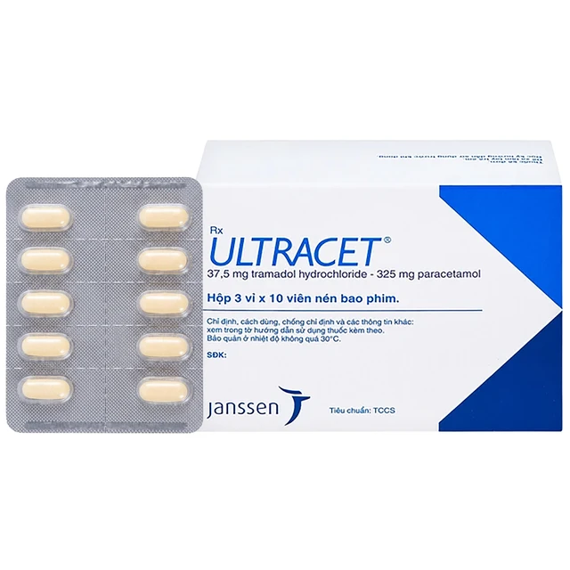 Viên nén Ultracet Janssen hỗ trợ điều trị cơn đau từ trung bình đến nặng (3 vỉ x 10 viên).webp