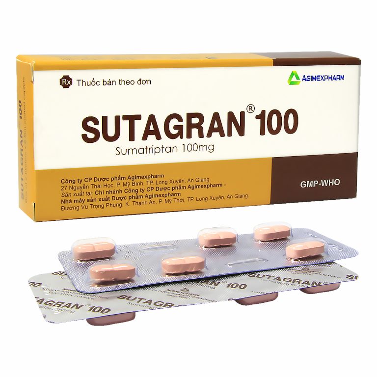 Viên nén bao phim Sutagran 100mg điều trị tích cực để cắt ngay cơn đau nửa đầu (2 vỉ x 6 viên).jpg