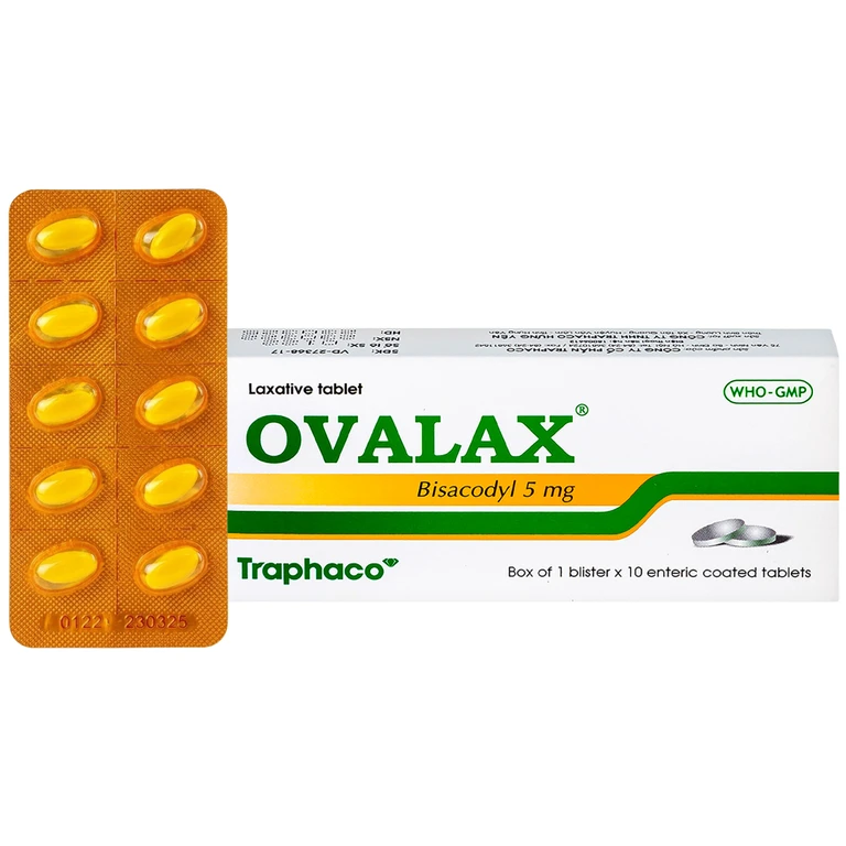 Viên nhuận tràng Ovalax 5mg Traphaco điều trị táo bón, làm sạch ruột (1 vỉ x 10 viên).webp