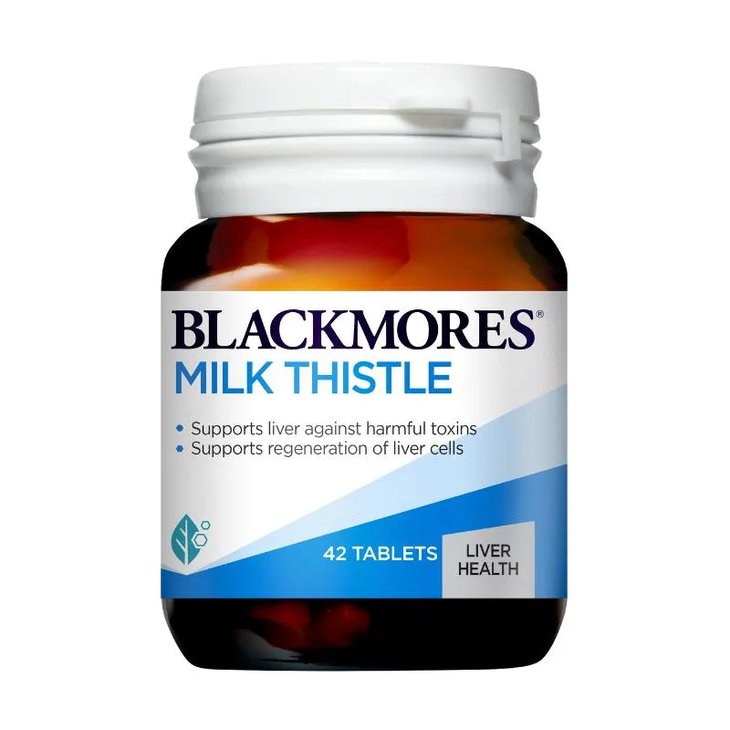 Viên uống Blackmores Milk Thistle Bổ gan, hỗ trợ quá trình phục hồi tế bào gan (Lọ 42 viên).webp
