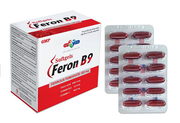 Viên uống Feron B9 Bổ sung sắt, acid folic và các vitamin nhóm B - Hộp 100 viên.jpg