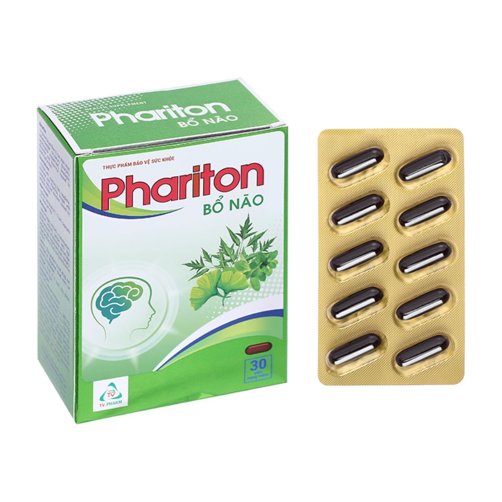 Viên uống Phariton Bổ Não hỗ trợ giảm triệu chứng suy giảm trí nhớ (Hộp 30 viên).jpg