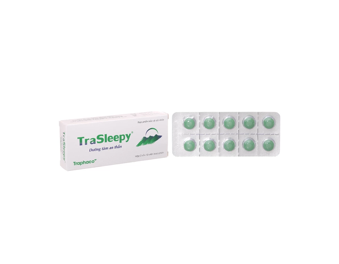 Viên uống TraSleepy Traphaco dưỡng tâm an thần, giúp ngủ ngon (Hộp 2 vỉ x 10 viên).webp