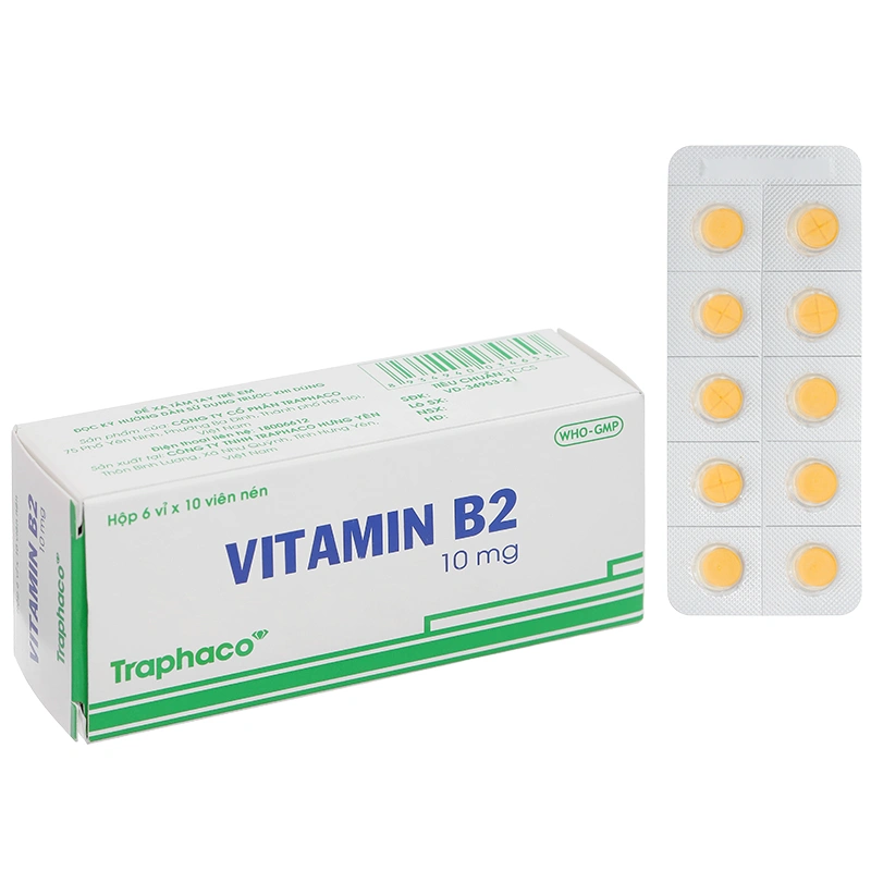 Vitamin B2 Traphaco 10mg dự phòng và điều trị thiếu vitamin B2 (6 vỉ x 10 viên).webp