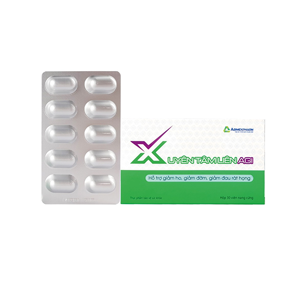 Xuyên tâm liên AGI hỗ trợ giảm ho, hỗ trợ giảm đờm, hỗ trợ giảm đau rát họng (3 vỉ x 10 viên).png