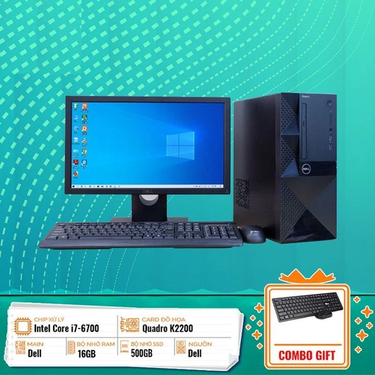 Máy Tính Bàn Dell Cũ Design Core i7/Ram 16G/SSD 500G/VGA 4G
