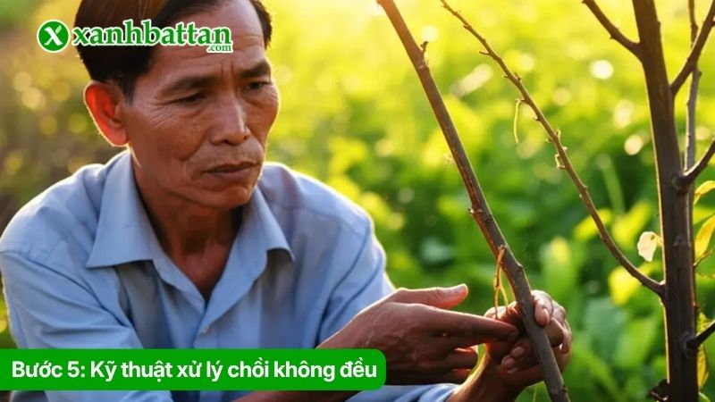 Bước 5: Kỹ thuật xử lý chồi không đều
