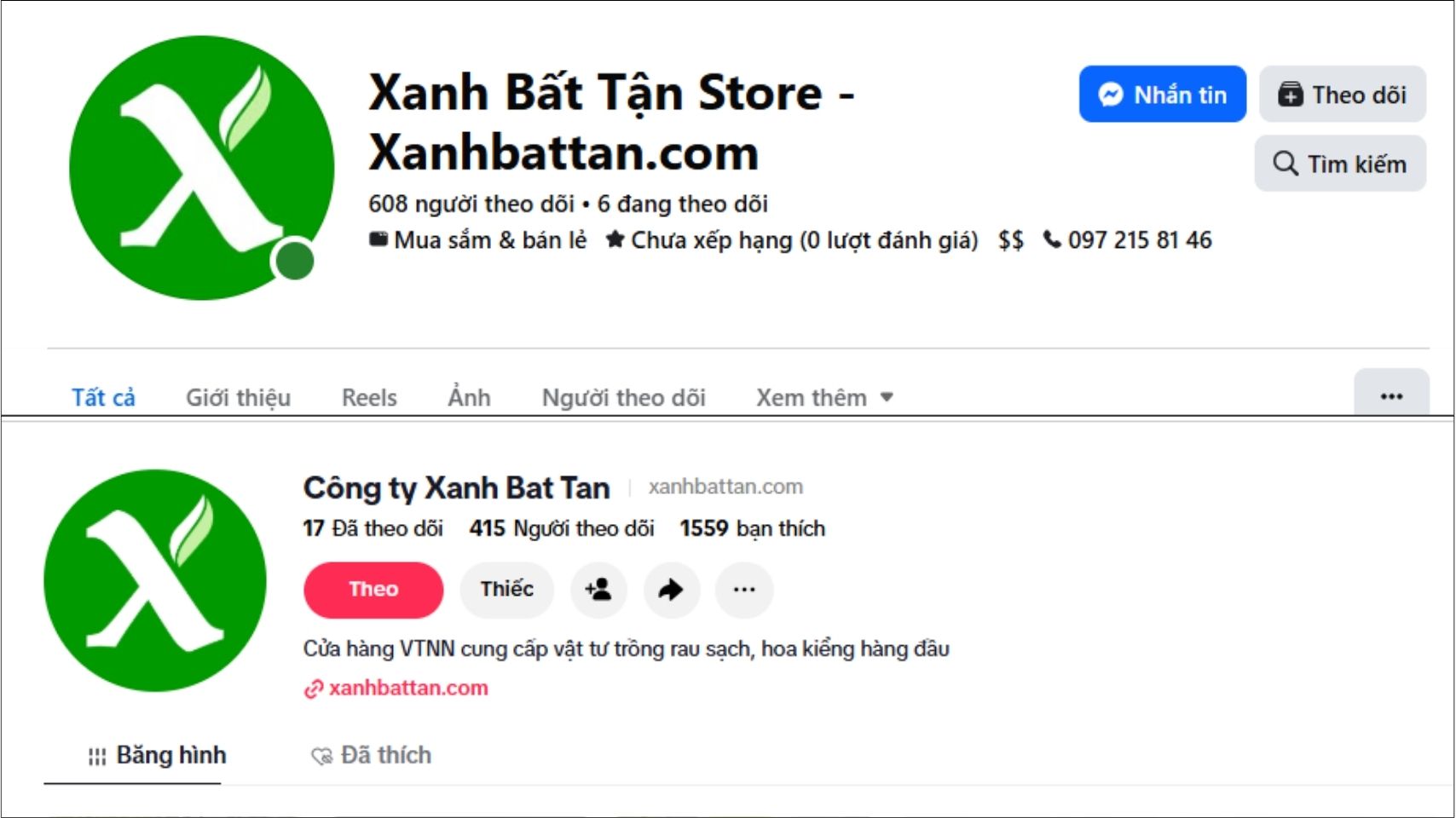 Cách 2: Mua hàng qua các kênh trực tuyến của Xanh Bất Tận